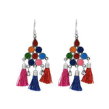Multi Color Thread and Multi Color Stones Drop Earrings - The Fineworld