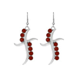 Oxidized and Red Enameled Silver Coated Earrings - The Fineworld