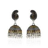 Golden & Silver Dome Shaped Beaded Earrings - The Fineworld