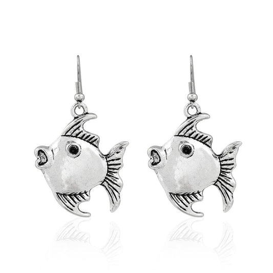 Silver Plated Fish Shaped Drop Earrings - The Fineworld