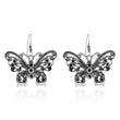 Silver Plated Butterfly Design Drop Earrings With Black Stone - The Fineworld