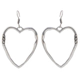 Heart shaped cute ear danglers in German silver - The Fineworld