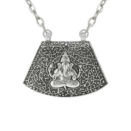 Lord Ganesh Designed Oxidized Pendant - The Fineworld