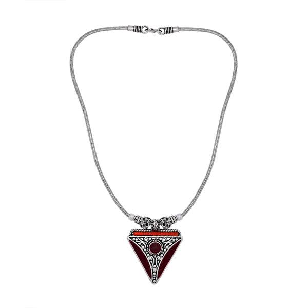 Blood Red Color German Silver Pendant - The Fineworld