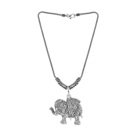 Vintage Designed Elephant German Silver Pendant - The Fineworld