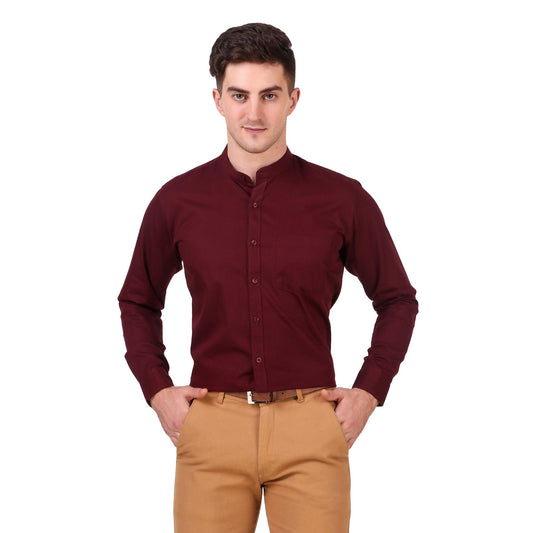 Maroon Color 100% Cotton semi-spread collar Shirt - The Fineworld