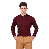 Maroon Color 100% Cotton semi-spread collar Shirt - The Fineworld