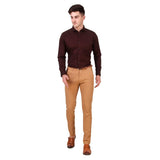 Brown Color 100% Cotton Spread Collar Shirt - The Fineworld