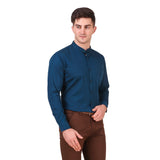Blue Color 100% Cotton Mandarin Collar Shirt - The Fineworld