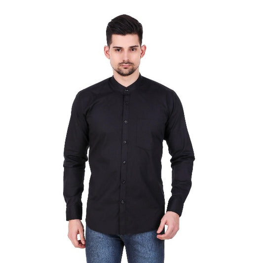 Black color Full Sleeves Nehru collar shirt - The Fineworld