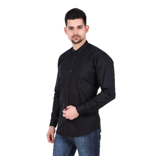 Black color Full Sleeves Nehru collar shirt - The Fineworld