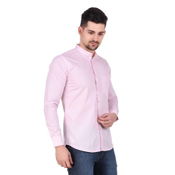 Pink Color 100% Cotton Nehru Collar Shirt - The Fineworld