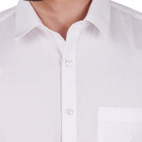 Plain White 100% Cotton Semi-spread shirt - The Fineworld