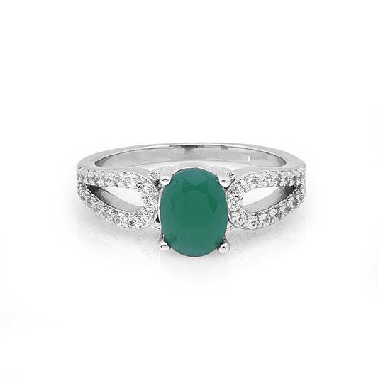 Designer Green stone ring - The Fineworld