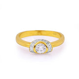 Golden metal band style ring with white stones - The Fineworld