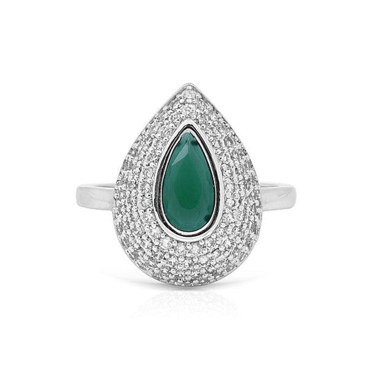 Drop shaped ring with emerald green stone - The Fineworld