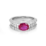 Stone studded fancy ring with ruby red stone - The Fineworld
