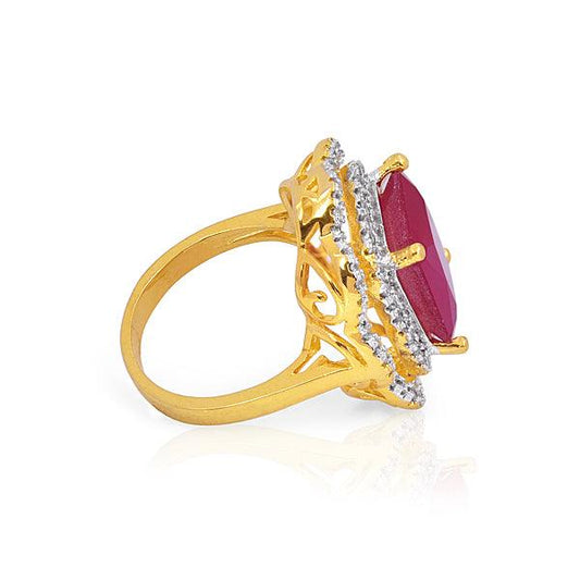 Diamond Fashion Ring Golden Tone - The Fineworld