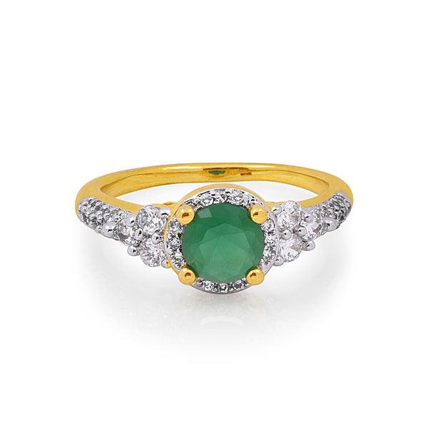 Delicate gold plated ring studded with emerald Stone - The Fineworld
