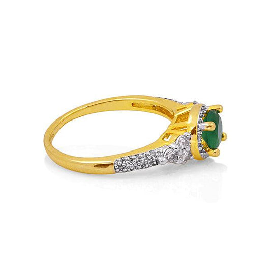 Delicate gold plated ring studded with emerald Stone - The Fineworld