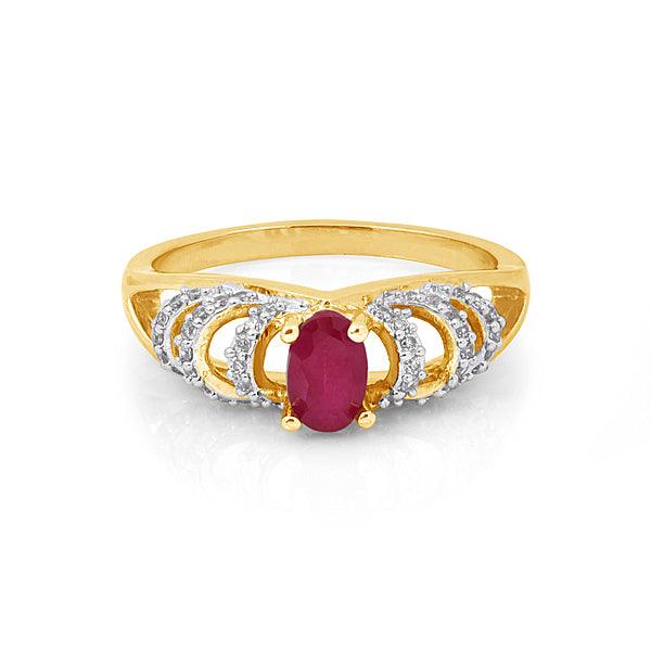 Red & White Shimmering Stone Ring - The Fineworld