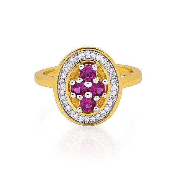 Gold Plated Red Stone Studded Imitation Ring - The Fineworld