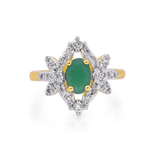 Flower Imitation Ring With Shimmering Stone - The Fineworld