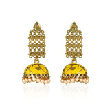 Traditional Hand Painted Yellow Jhumka for Women - The Fineworld
