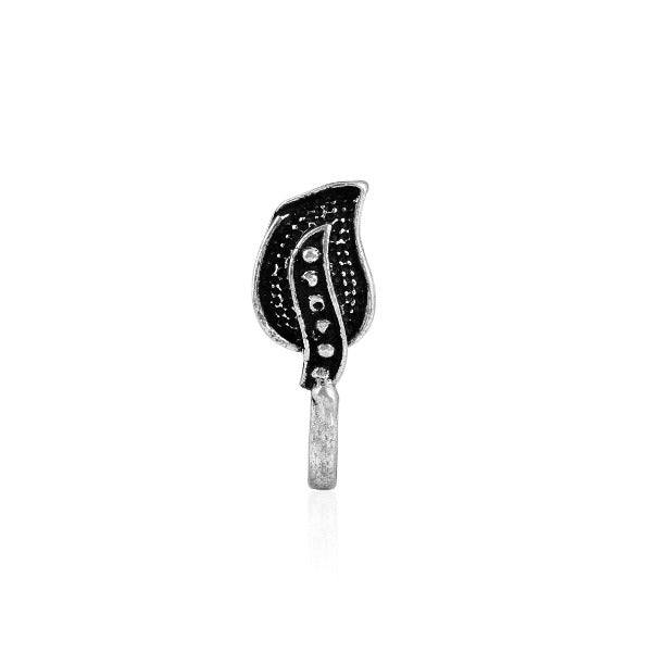 Oxidized Leaf Clip On Nose Pin - The Fineworld
