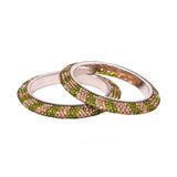 Golden olive green Bangles with Silver Finishing - The Fineworld