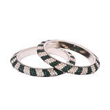 Golden olive green Bangles with Silver Finishing