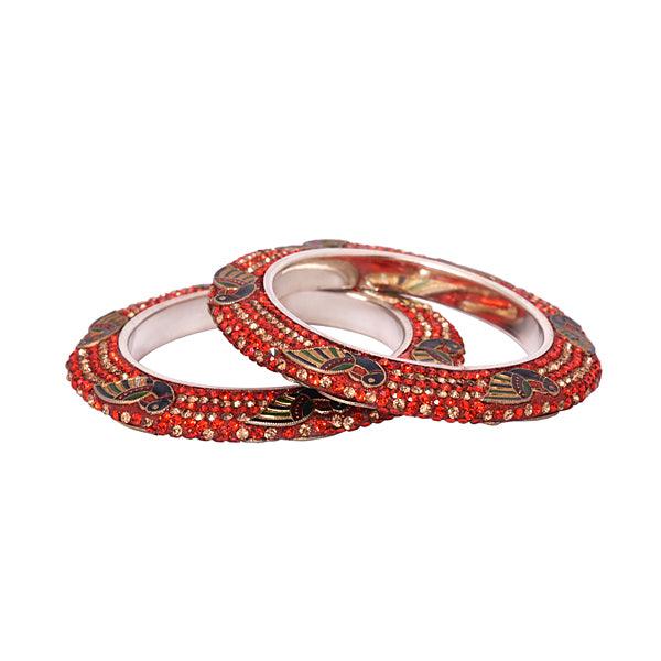 Kadas In Golden And Red Color Stones - The Fineworld