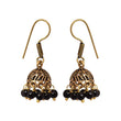 Small antique golden jhumkis with black beads - The Fineworld