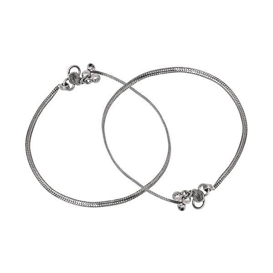 German silver plain chain anklet - The Fineworld