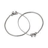 German silver plain chain anklet - The Fineworld