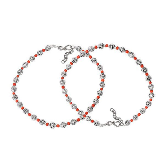 Fashionable Beads Anklets in German silver - The Fineworld