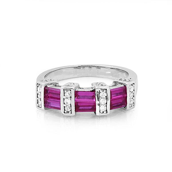 Drop shaped ring with a pink stone on the crown - The Fineworld