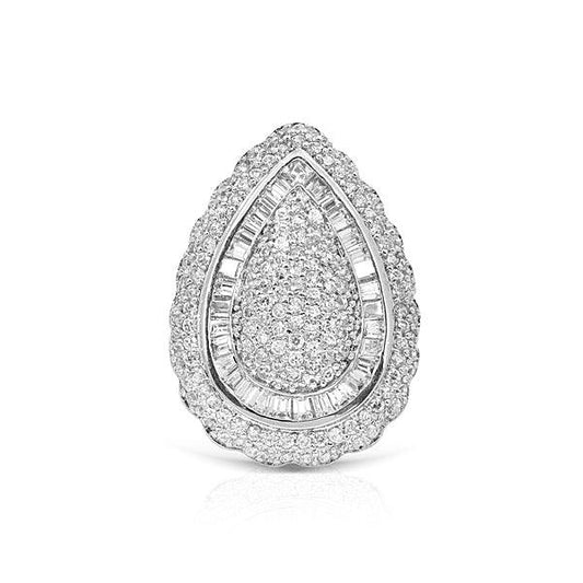 Gleaming Silver Oval Shape Embedded Ring - The Fineworld