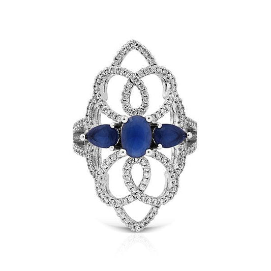 Glistening fancy leaf shaped cocktail ring with bright gleaming stones - The Fineworld
