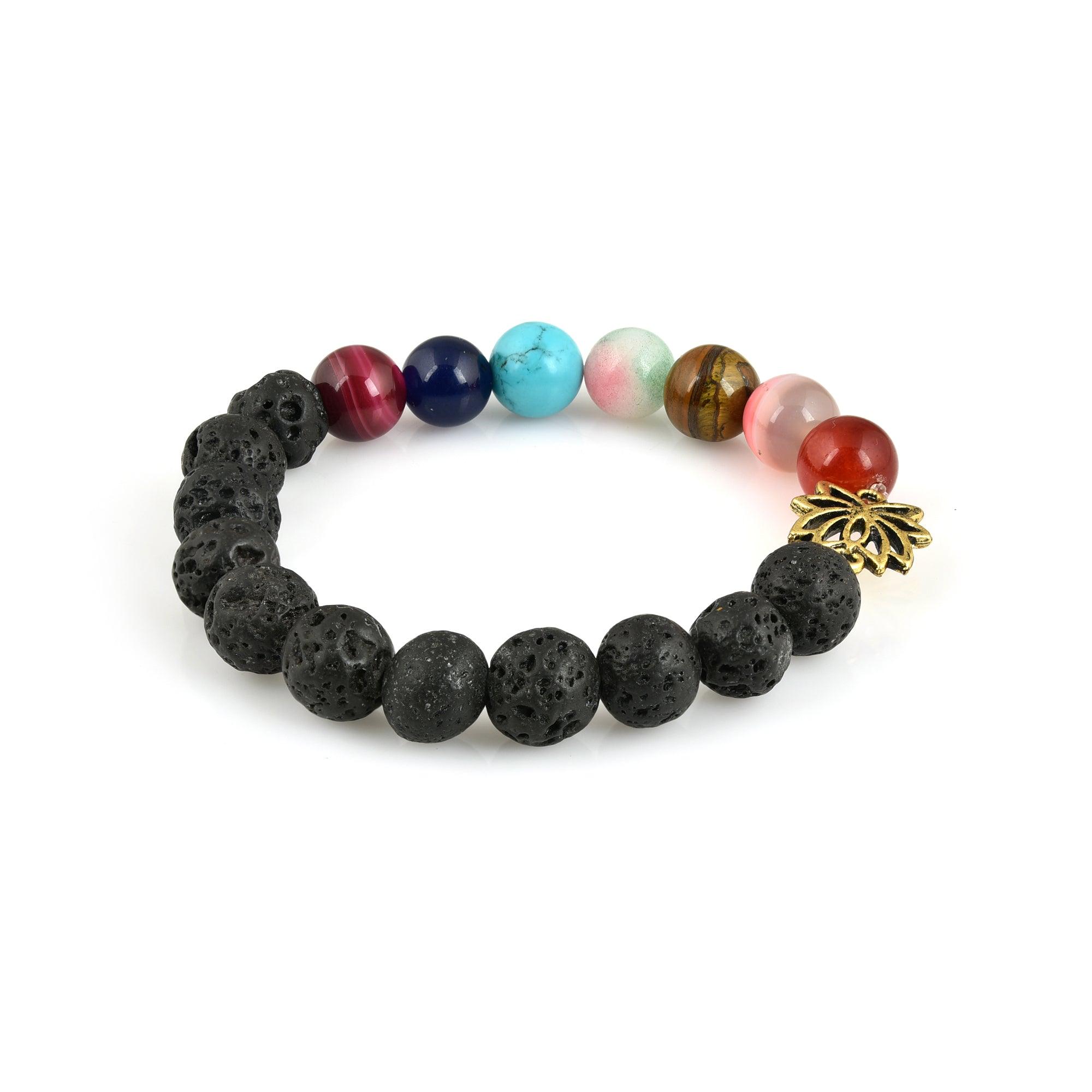 Certified Lava Natural Stone 8mm Bracelet With Tiger Eye– Imeora