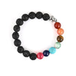 Mix Color Black Lava Beads Bracelet With 7 Chakra - The Fineworld