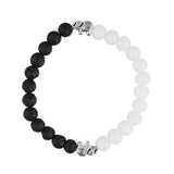 Black Lava Beads Bracelet With White Quartz Beads - The Fineworld