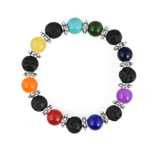 Mix Color Black Lava Beads Bracelet - The Fineworld