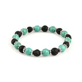 Black Lava Beads Bracelet With Turquoise Color - The Fineworld