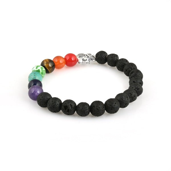 Black Lava Beads Bracelet With Quartz Beads - The Fineworld