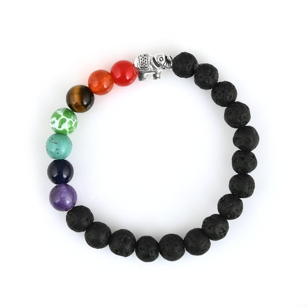 Black Lava Beads Bracelet With Quartz Beads - The Fineworld