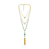 Tranquilising multi-layered necklace in turquoise - The Fineworld