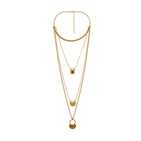 Gold plated chain multi-layered necklace - The Fineworld