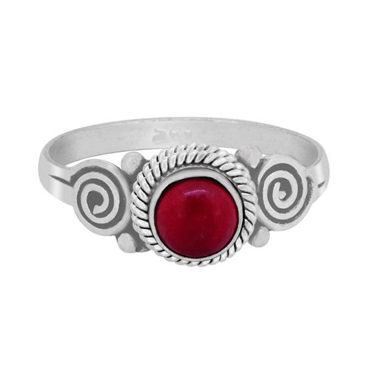 Classic Red Stone German Silver Ring - The Fineworld