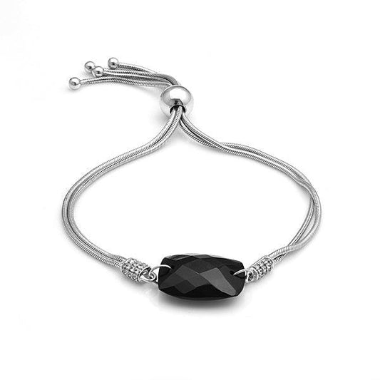 Black Crystal Boho Slider Bracelet - The Fineworld
